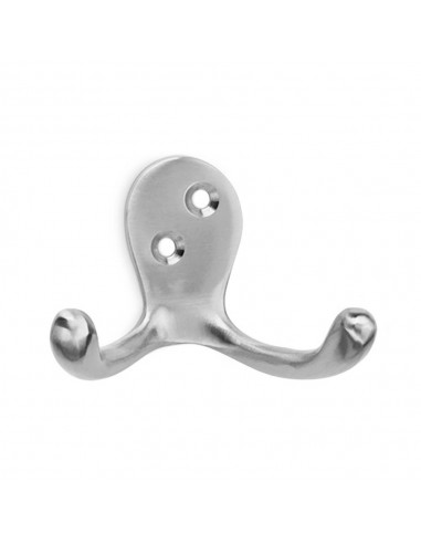 Colgador clasico doble de laton niquel satinado (blister)