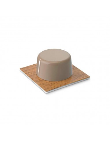 Tope de puerta, de pvc y base de metal con acabado parquet-beige, fijación con adhesivo, 2 uds, blister