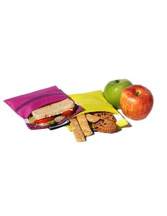 Porta snacks reutilizables snack'n'go lila - amarillo 14 x 14 cm y 20 x 20 cm 2 uds