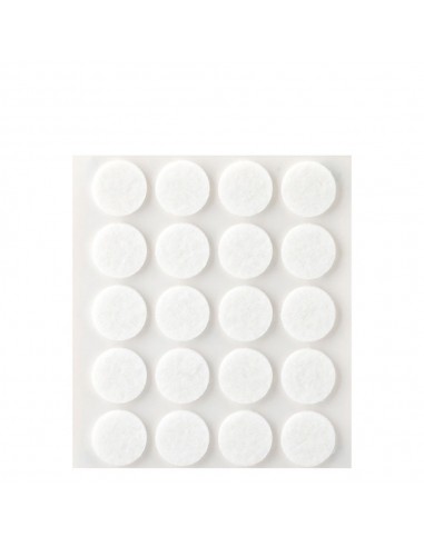 Fieltro adhesivo, circular, sintético, blanco, ø17 mm, 20 uds, blister