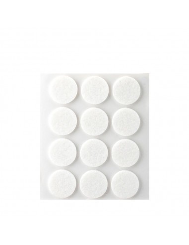 Fieltro adhesivo, circular, sintético, blanco, ø22 mm, 12 uds, blister