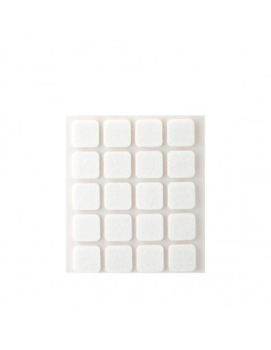 Fieltro adhesivo, cuadrado, sintético, blanco, 17 x 17 mm, 20 uds, blister