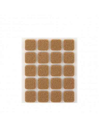 Fieltro adhesivo, cuadrado, sintético, marrón, 17 x 17 mm, 20 uds, blister