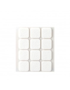 Fieltro adhesivo, cuadrado, sintético, blanco, 22 x 22 mm, 12 uds, blister