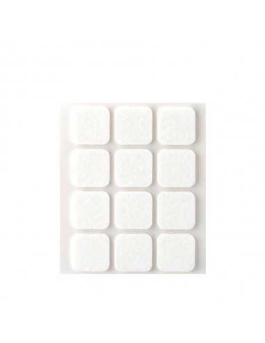 Fieltro adhesivo, cuadrado, sintético, blanco, 22 x 22 mm, 12 uds, blister