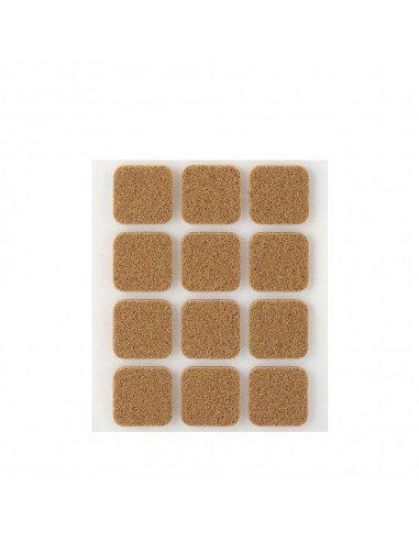 Fieltro adhesivo, cuadrado, sintético, marrón, 22 x 22 mm, 12 uds, blister