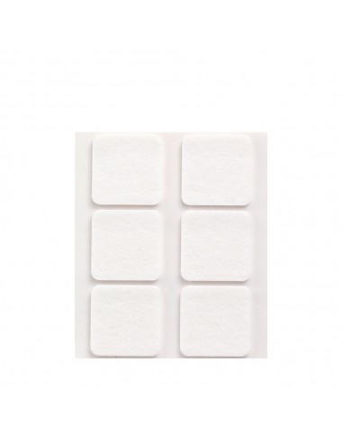 Fieltro adhesivo, cuadrado, sintético, blanco, 31 x 31 mm, 6 uds, blister