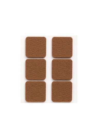 Fieltro adhesivo, cuadrado, sintético, marrón, 31 x 31 mm, 6 uds, blister