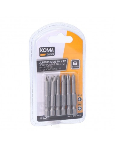 Puntas phillips ph1-2-3 x 50 mm, puntas pozidrive pz1-2-3 x 50 mm, 6 piezas