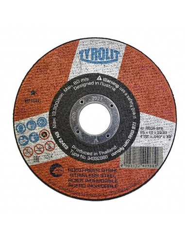 Disco corte acero inox 41c ø115 x 1,0 x 22,23 mm a60r-bfb