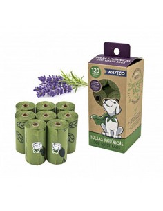 Rollo de 15 bolsas higiénicas degradables aroma lavanda 33 x 22 cm, 8 uds