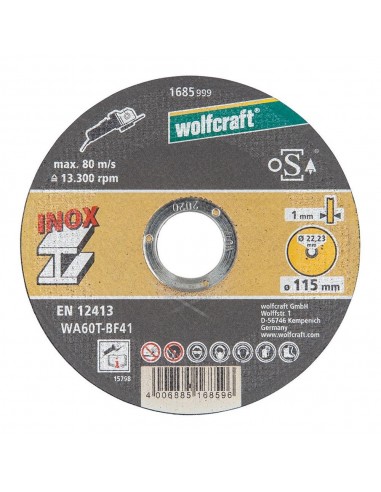Disco corte de precisión para acero inoxidable ø115 x 1,0 x 22,23 mm
