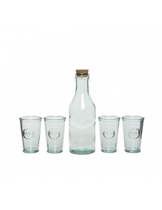 Botella y 4 vasos de cristal