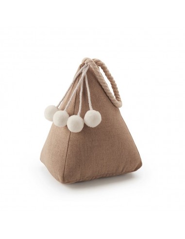 Tope de puerta textil decorativo, modelo saco beige, 18 x 13 x 14 cm