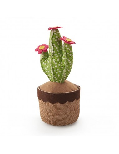 Tope de puerta textil decorativo, modelo cactus verde, 25 x 15 x 15 cm