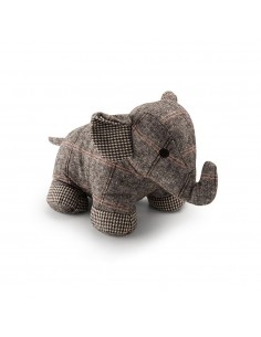 Tope de puerta textil decorativo, modelo elefante gris, 18 x 32 x 15 cm