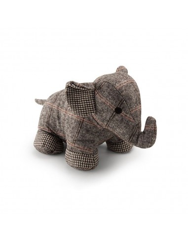 Tope de puerta textil decorativo, modelo elefante gris, 18 x 32 x 15 cm