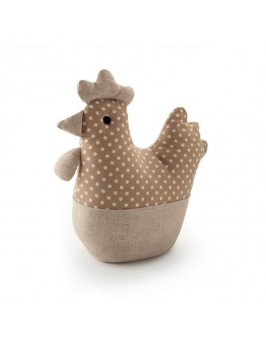 Tope de puerta textil decorativo, modelo gallina beige, 30 x 28 x 10 cm