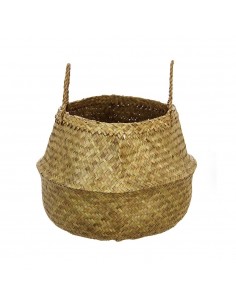 Cesta de mimbre natural plegable con dos asas, ø33 x 33 cm