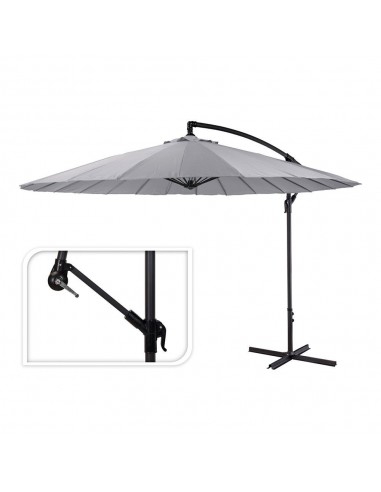 Parasol excéntrico ø300 cm altura maxima 3 m color: gris