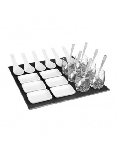 Set de aperitivo 25 piezas con base de pizarra