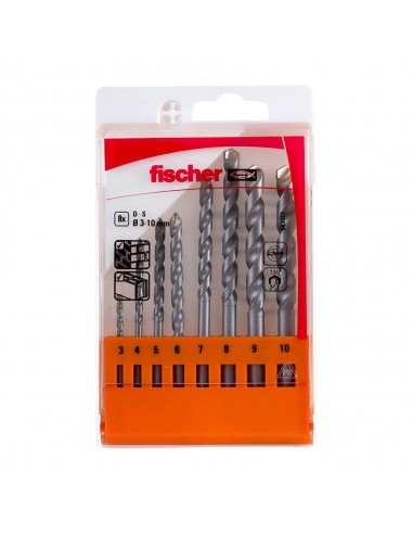 Brocas percusión, juego 8 piezas s ø3,00 /4,00 / 5,00 / 6,00 / 7,00 / 8,00 / 9,00 / 10,00 mm