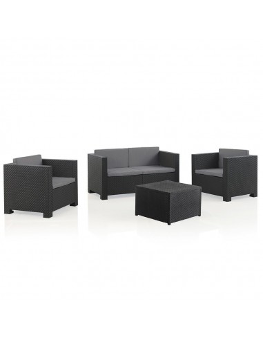 Conjunto jardín diva tropea grafit 4 piezas antracita + cojines
