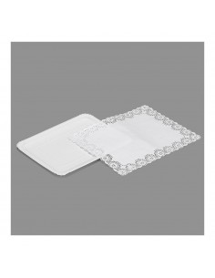 Bandeja rectangular con blonda color blanco 22 x 28 cm, 2 uds