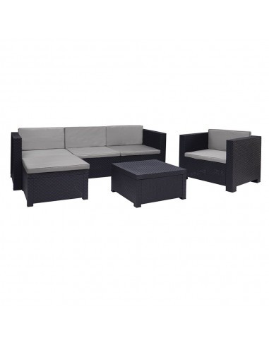 Conjunto jardín manhattan grafito 3 piezas antracita + cojines