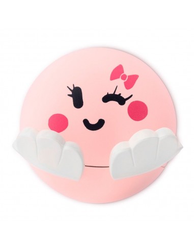 Colgador adhesivo infantil diseño cara rosa