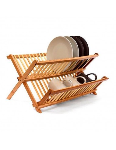 Escurridor de platos de bambú plegable 42 x 33,5 x 25,5 cm
