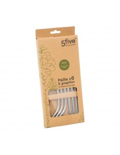 Pajitas de acero inoxidable 6 uds con cepillo de limpieza