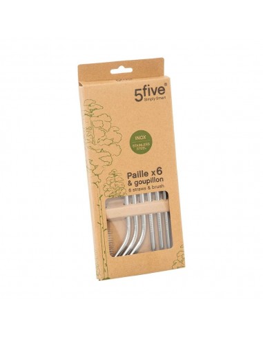 Pajitas de acero inoxidable 6 uds con cepillo de limpieza
