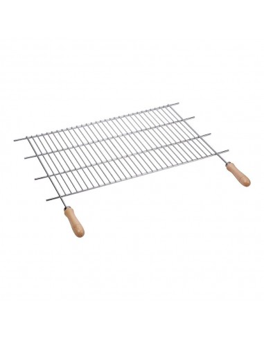 Parrilla de acero zincado con mangos de madera para barbacoa 80 x 40 cm