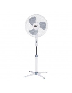 Ventilador de pie, blanco, potencia 45 w, db 60, aspas ø40 cm, altura regulable 105-125 cm
