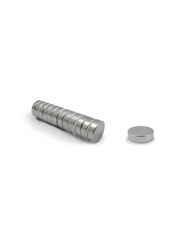 Imán, en disco, de neodimio con acabado níquel, ø15 x 1 mm