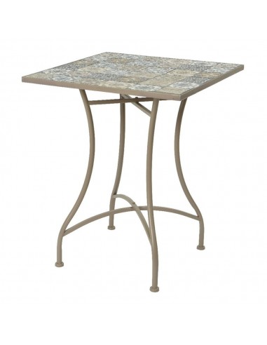 Mesa metálica/mosaico bistro, color marrón, para exterior, 58 x 58 x 72 cm