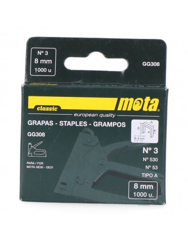 Grapas nº 3 de 8 mm espesor 0,7 mm, 1000 uds