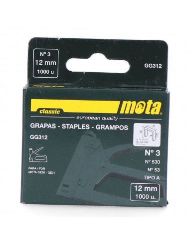 Grapas nº 3 de 12 mm espesor 0,7 mm, 1000 uds