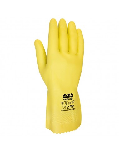 Guante látex flocado interior algodón, para químicos, amarillo, t-06