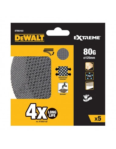 Lijas de malla para lijadoras orbitales ø125 mm, grano 80, 5 uds