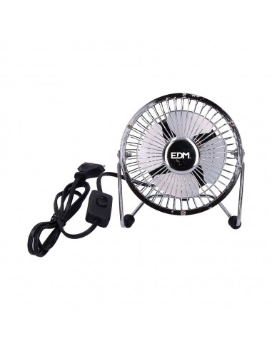 Ventilador mini industrial de sobremesa cromado: 15w, 54,7 db, aspas: ø10 x 15 cm