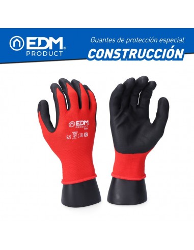 Guante poliéster con palma latex para construcción, t-08