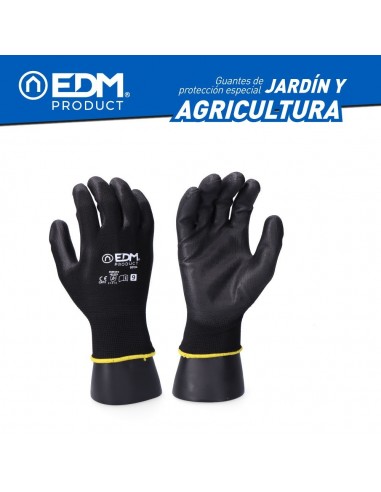 Guante poliéster con palma poliuretano para jardín agricultura, t-07