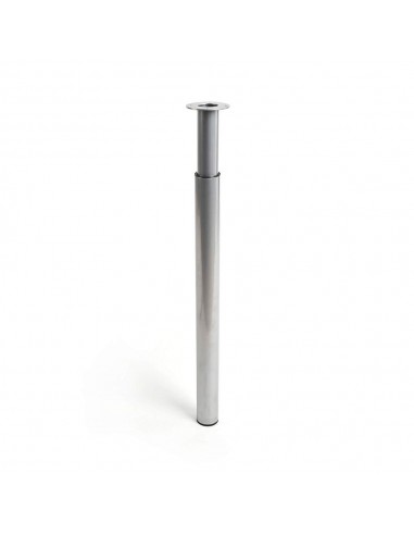 Pata extensible cilíndrica, modelo 406e, de acero con acabado aluminio, ø60 x 710/1100 mm