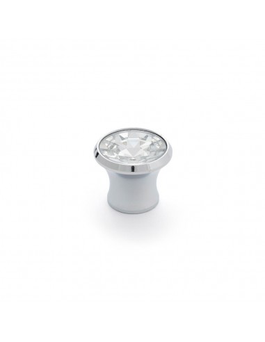 Pomo para mueble, modelo 943, de cristal con acabado cromo brillo - transparente, ø27 mm, blister 4 uds