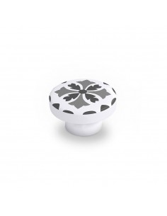 Pomo para mueble, modelo e243, de madera con acabado gris, ø38 mm, blister 4 uds