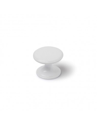 Pomo para mueble, modelo 756, de zamak con acabado blanco, ø33 mm, blister 4 uds