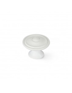 Pomo para mueble, modelo 3110, de zamak con acabado blanco poro, ø35 mm, blister 4 uds