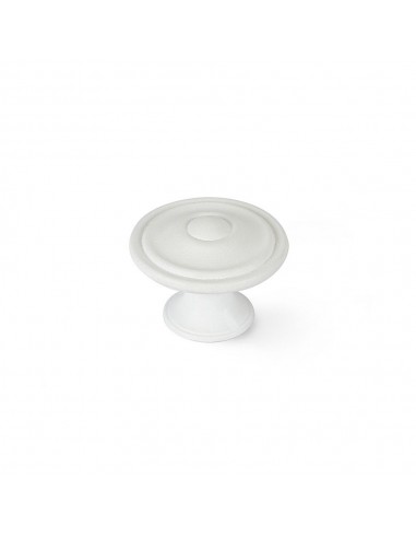 Pomo para mueble, modelo 3110, de zamak con acabado blanco poro, ø35 mm, blister 4 uds